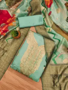 MANVAA Floral Printed Beads and Stones Organza Unstitched Dress Material