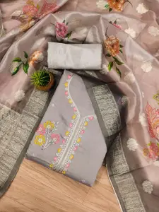 MANVAA Floral Embroidered Sequinned Unstitched Dress Material