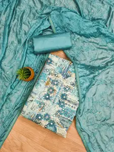 MANVAA Floral Printed Sequinned Unstitched Dress Material