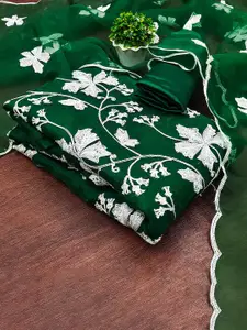 MANVAA Floral Embroidered Organza Unstitched Dress Material