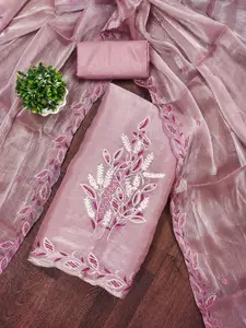 MANVAA Floral Embroidered Sequinned Unstitched Dress Material