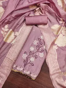 MANVAA Floral Embroidered Sequinned Unstitched Dress Material