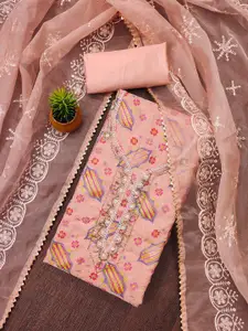 MANVAA Ethnic Motifs Embroidered Sequinned Organza Unstitched Dress Material