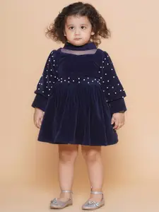 BAESD Girls Embellished Velvet Fit & Flare Dress