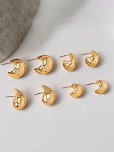 Jewels Galaxy Set Of 4 Gold-Plated Crescent Shaped Half Hoop Earrings