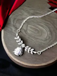 Jewels Galaxy Silver-Plated Artificial Stones Necklace