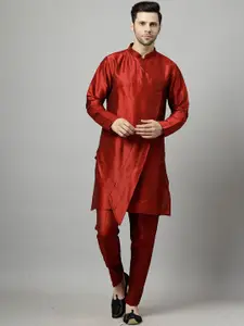 Utsav Fashion Mandarin Collar Angrakha Kurta With Trousers