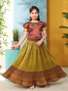 Sangria Girls Floral Embroidered Lehenga With Blouse