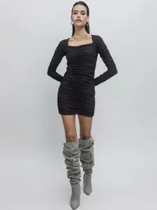 Fashion Gaiia Women Square Neck Bodycon Mini Dress