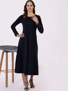 W Women Embroidered Fit & Flare Midi Dress