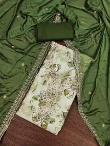 MANVAA Floral Printed Sequinned Unstitched Dress Material