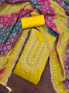 MANVAA Floral Embroidered Sequinned Unstitched Dress Material