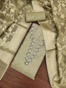 MANVAA Floral Embroidered Beads and Stones Unstitched Dress Material