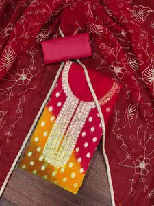 MANVAA Floral Woven Design Organza Unstitched Dress Material