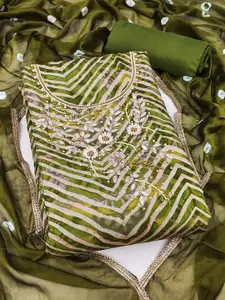 MANVAA Chevron Printed Beads and Stones Unstitched Dress Material