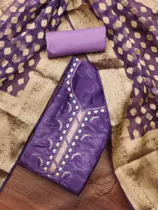 MANVAA Floral Embroidered Sequinned Unstitched Dress Material