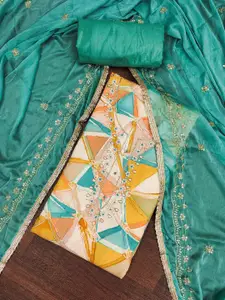 MANVAA Geometric Printed Sequinned Unstitched Dress Material