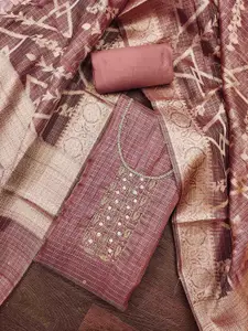 MANVAA Floral Embroidered Beads and Stones Unstitched Dress Material