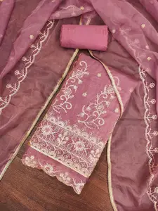 MANVAA Floral Embroidered Sequinned Unstitched Dress Material