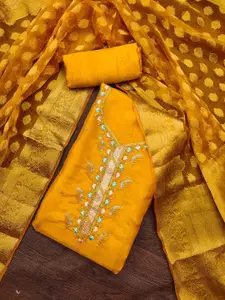 MANVAA Floral Embroidered Sequinned Unstitched Dress Material