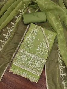 MANVAA Floral Embroidered Sequinned Unstitched Dress Material