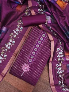 MANVAA Floral Embroidered Sequinned Unstitched Dress Material