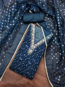 MANVAA Floral Embroidered Sequinned Organza Unstitched Dress Material