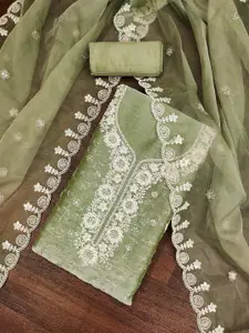 MANVAA Floral Embroidered Sequinned Unstitched Dress Material