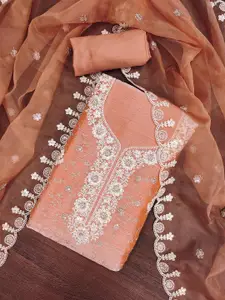 MANVAA Floral Embroidered Sequinned Unstitched Dress Material