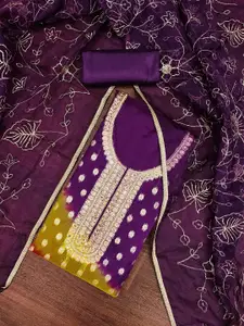 MANVAA Ethnic Motifs Woven Design Sequinned Organza Unstitched Dress Material