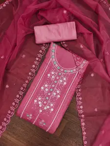 MANVAA Floral Embroidered Sequinned Unstitched Dress Material