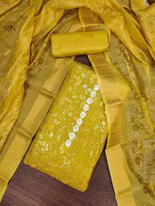 MANVAA Floral Embroidered Sequinned Unstitched Dress Material