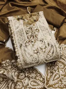 MANVAA Paisley Embroidered Beads and Stones Unstitched Dress Material