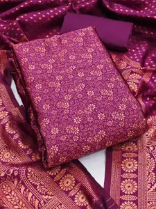 MANVAA Floral Woven Design Zari Jacquard Silk Unstitched Dress Material