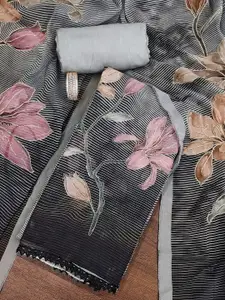 MANVAA Floral Embroidered Organza Unstitched Dress Material