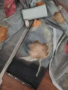 MANVAA Floral Embellished Organza Unstitched Dress Material