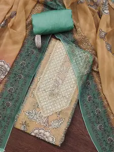 MANVAA Ethnic Motifs Printed Beads and Stones Unstitched Dress Material