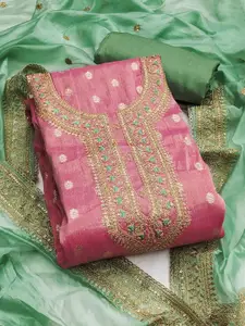 MANVAA Ethnic Motifs Embroidered Zari Unstitched Dress Material