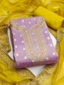 MANVAA Ethnic Motifs Embroidered Zari Unstitched Dress Material