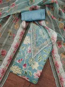 MANVAA Ethnic Motifs Embellished Organza Unstitched Dress Material