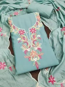 MANVAA Floral Embroidered Unstitched Dress Material