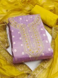 MANVAA Floral Embroidered Sequinned Unstitched Dress Material