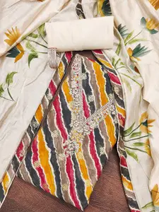 MANVAA Leheriya Printed Sequinned Unstitched Dress Material