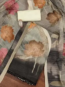 MANVAA Floral Printed Organza Unstitched Dress Material