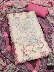 MANVAA Floral Printed Organza Unstitched Dress Material