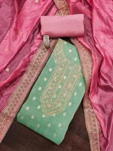 MANVAA Floral Embroidered Sequinned Unstitched Dress Material