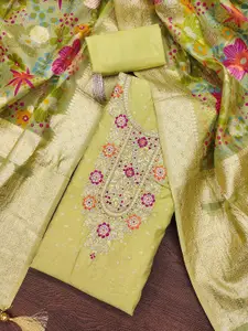 MANVAA Floral Woven Design Zari Unstitched Dress Material