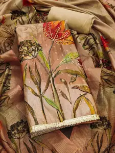 MANVAA Floral Printed Sequinned Unstitched Dress Material