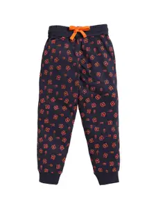 CRAZYPENGUIN ELITE Boys Printed Cotton Mid-Rise Joggers