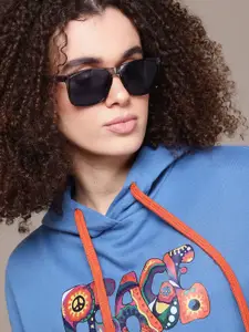 Roadster Solid Crop Sweatshirt Printed Hooded Sweatshirt